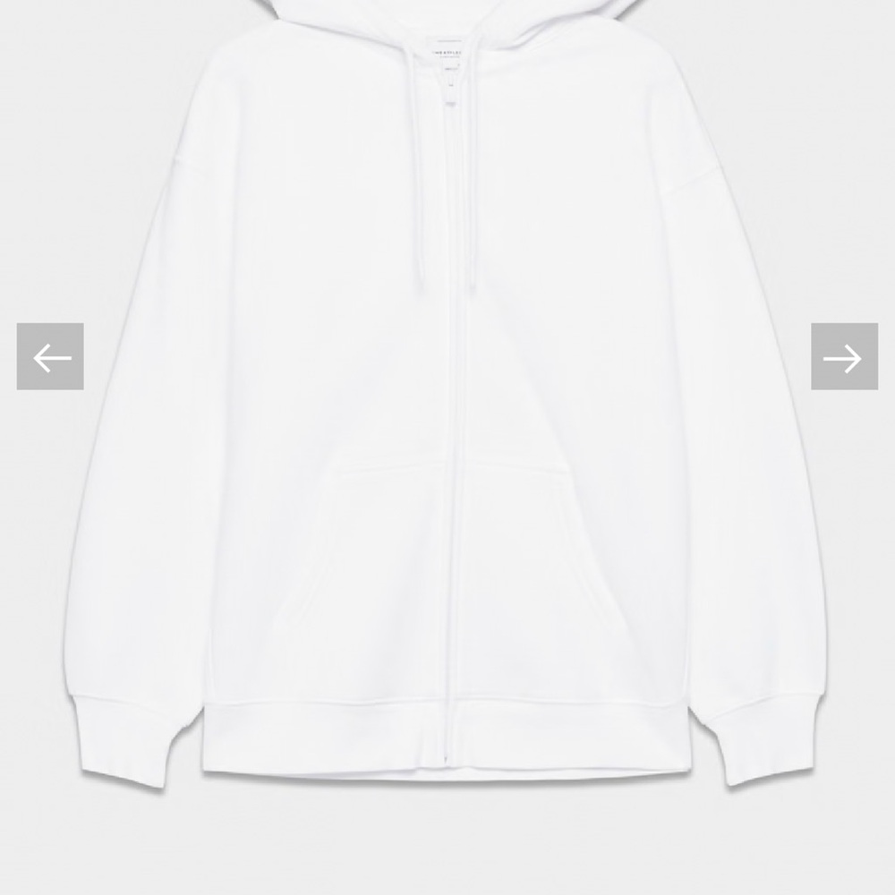 Artizia TNA White Zip-Up Boyfriend Hoodie